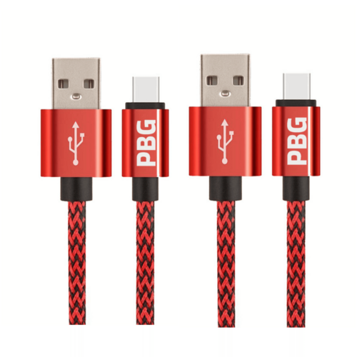 PBG 10FT XL Type-C Charger Cable - Nylon Woven Zebra Pattern 2 Pack