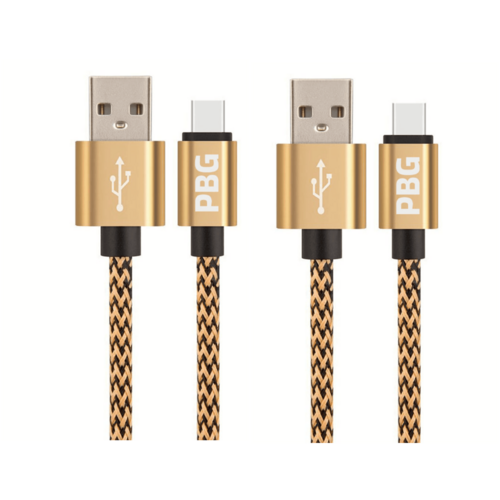 PBG 10FT XL Type-C Charger Cable - Nylon Woven Zebra Pattern 2 Pack