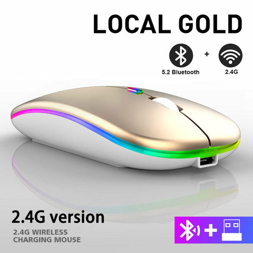 LuminaGlow RGB Bluetooth 5.2 Wireless Mouse – Rechargeable & Silent