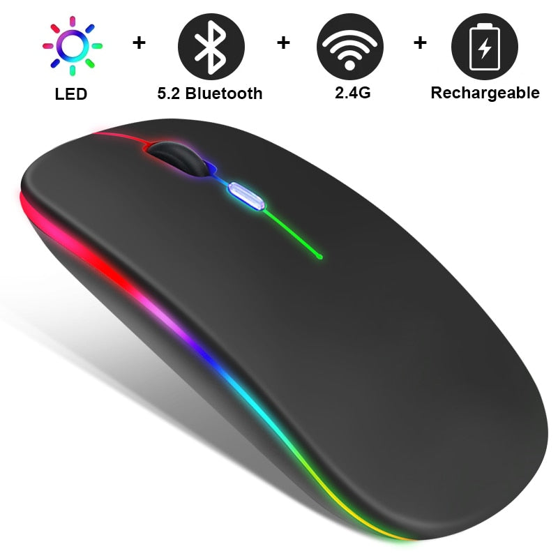 LuminaGlow RGB Bluetooth 5.2 Wireless Mouse – Rechargeable & Silent