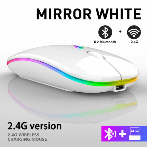 LuminaGlow RGB Bluetooth 5.2 Wireless Mouse – Rechargeable & Silent