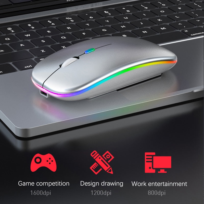 LuminaGlow RGB Bluetooth 5.2 Wireless Mouse – Rechargeable & Silent