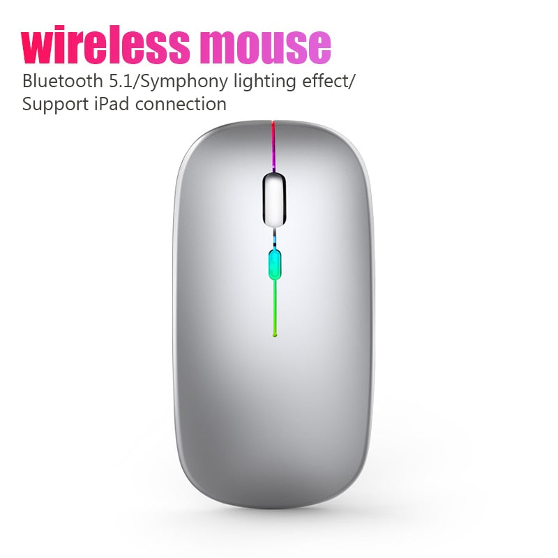 LuminaGlow RGB Bluetooth 5.2 Wireless Mouse – Rechargeable & Silent