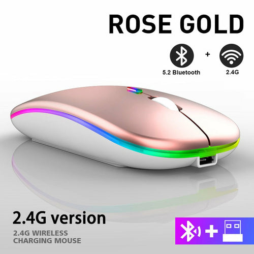 LuminaGlow RGB Bluetooth 5.2 Wireless Mouse – Rechargeable & Silent