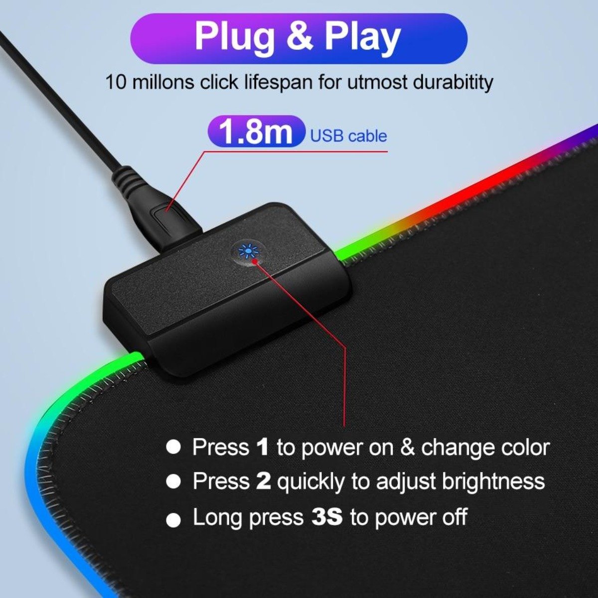 Ninja Dragons ShadowForge RGB Gaming Mouse Pad – 13 Lighting Modes